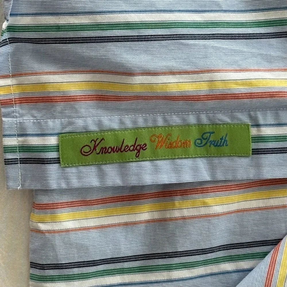 Robert Graham Mens XL Shirt Long Sleeve‎ Flip Cuff  Striped Multicolor Cotton - Picture 8 of 10
